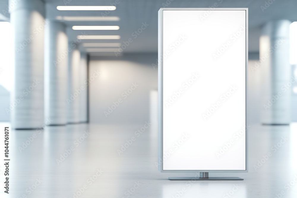 Blank billboard in spacious modern interior. Blank billboard in spacious modern interior.