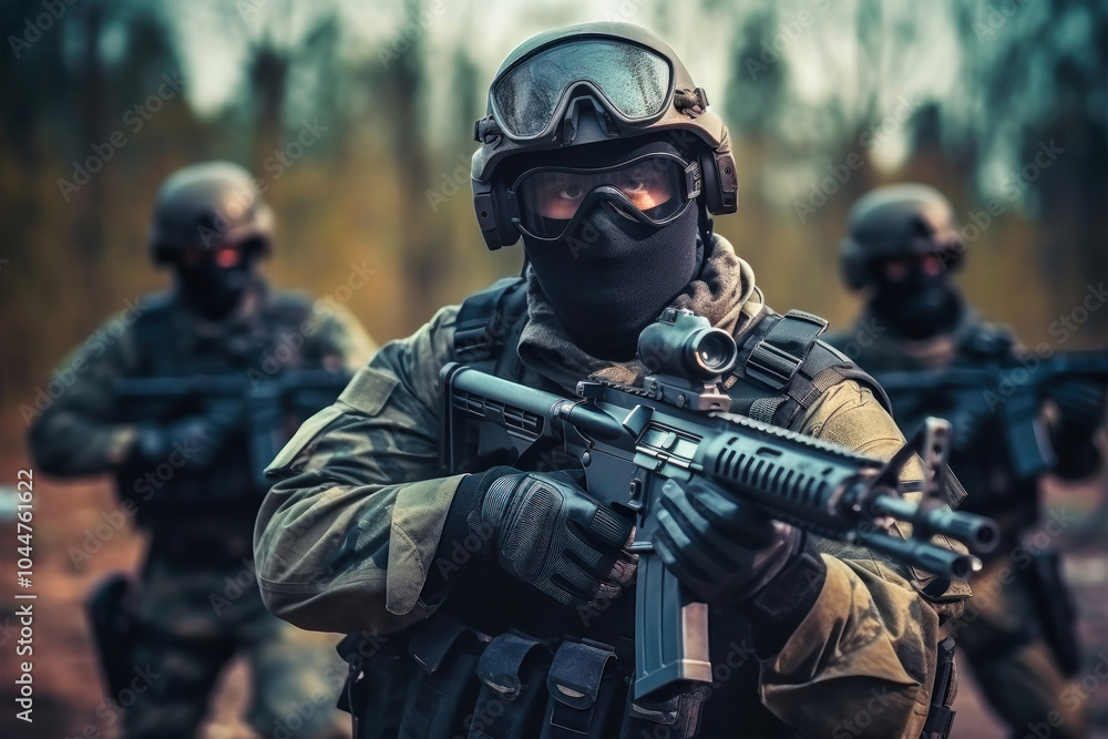 Chinese soldier in tactical gear demonstrates readiness during a military training exercise in a forested area, showcasing teamwork and precision Chinese soldier in tactical gear demonstrates readiness during a military training exercise in a forested area, showcasing teamwork and precision