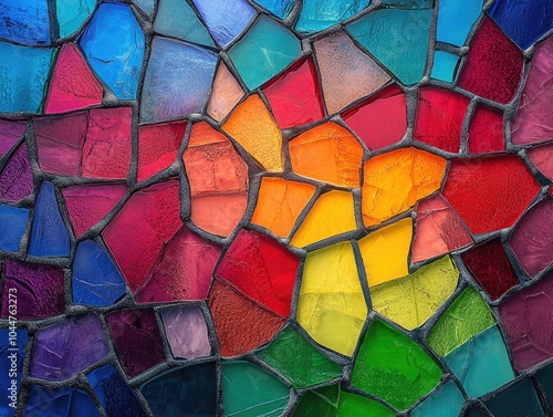 Colorful Stained Glass Mosaic Close Up photo