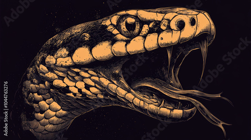 Intriguing Snake Biting Itself Color Sketch Engraving Vector Illustration photo