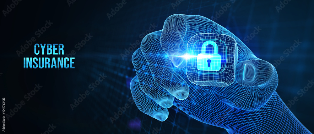 Cyber security data protection business technology privacy concept. Cyber insurance. 3d illustration Cyber security data protection business technology privacy concept. Cyber insurance. 3d illustration