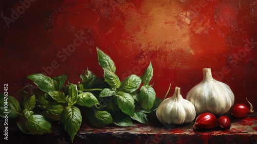 Red one offers a prayer with garlic and basil photo