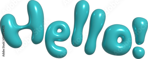 blue Hello word 3D bubble text 