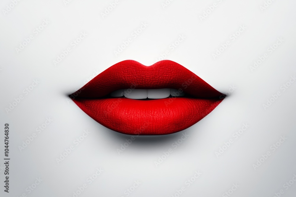 Obraz premium Woman's face is painted with a black and red line, with the letter A on the top of the line. minimalist 3d woman lips