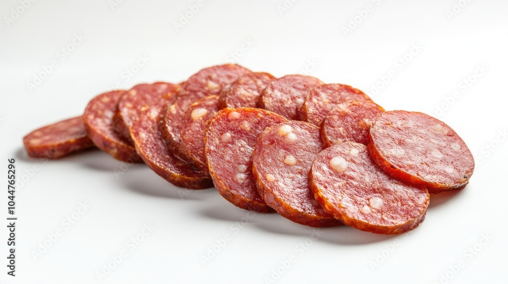 Sliced smoked sausage on a clean background Sliced smoked sausage on a clean background
