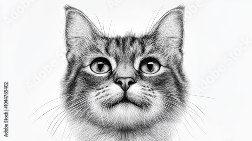 Sketch of a Skeptical Cat Engraving Created by Generative AI in Raster Format