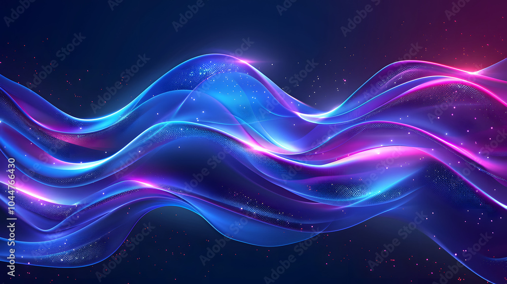 Abstract blue and purple liquid wavy shapes futuristic banner. Glowing retro waves vector background Abstract blue and purple liquid wavy shapes futuristic banner. Glowing retro waves vector background
