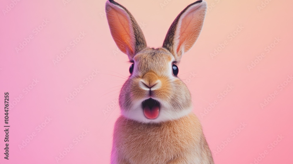 Surprised rabbit portrait in a vibrant studio setting Surprised rabbit portrait in a vibrant studio setting