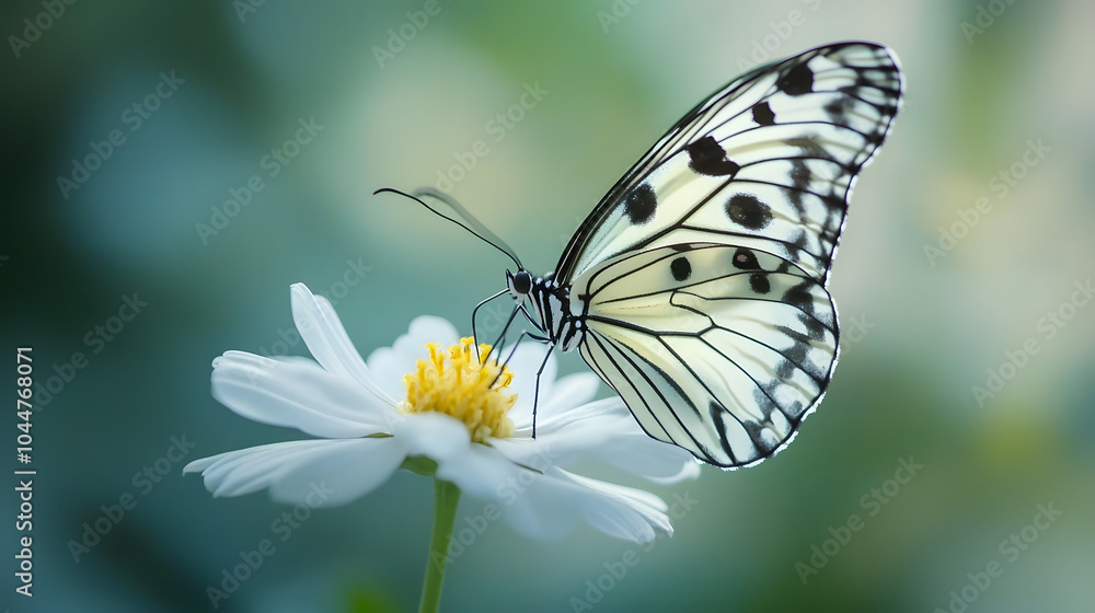 A close-up view of a butterfly resting on a flower, showcasing the delicate beauty of both nature and wildlife. A close-up view of a butterfly resting on a flower, showcasing the delicate beauty of both nature and wildlife.