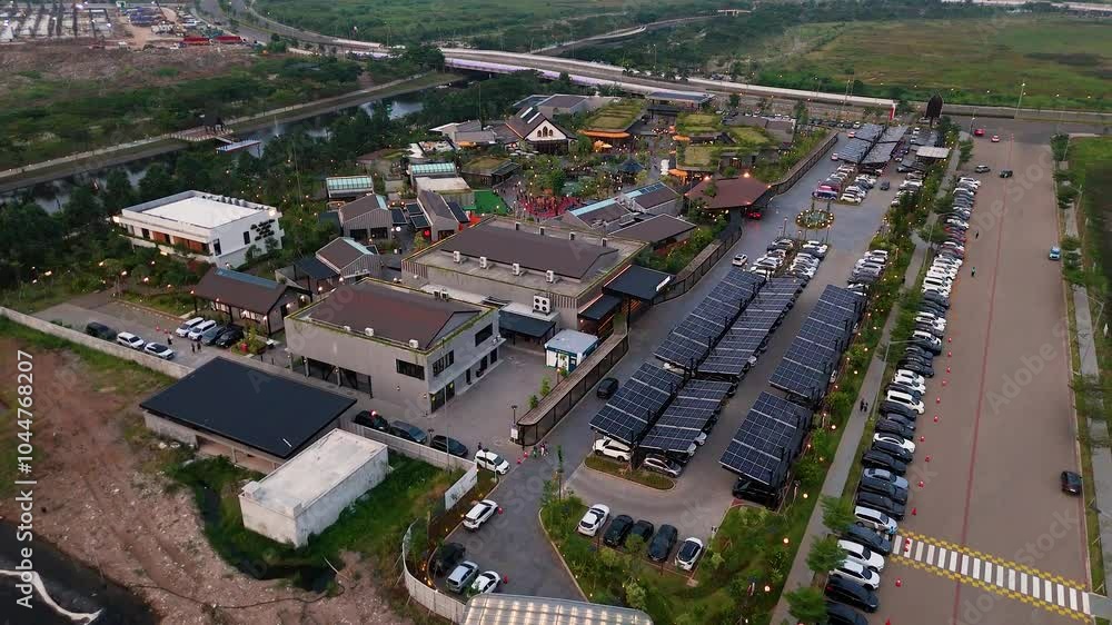Aerial View of the Orange Groves in PIK 2, Tangerang, Indonesia, a place filled with restaurant and cafes for people to hang out Aerial View of the Orange Groves in PIK 2, Tangerang, Indonesia, a place filled with restaurant and cafes for people to hang out