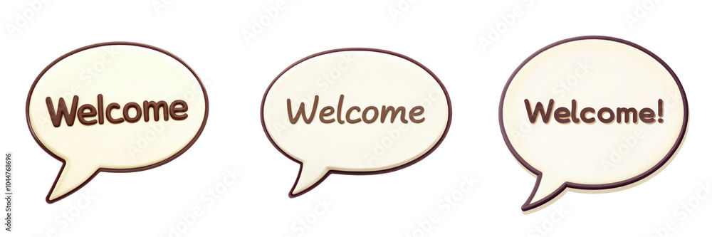 Welcome signs in speech bubbles create warm and inviting atmosphere, perfect for greeting guests or visitors. playful design adds cheerful touch to any setting Welcome signs in speech bubbles create warm and inviting atmosphere, perfect for greeting guests or visitors. playful design adds cheerful touch to any setting