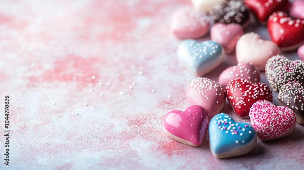 Sweet heart shaped treats Colorful candies on a soft backdrop conversation sweets perfect for a romantic celebration designed with love for a delightful experience Sweet heart shaped treats Colorful candies on a soft backdrop conversation sweets perfect for a romantic celebration designed with love for a delightful experience