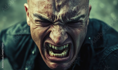 Close-up of a man screaming in anger.