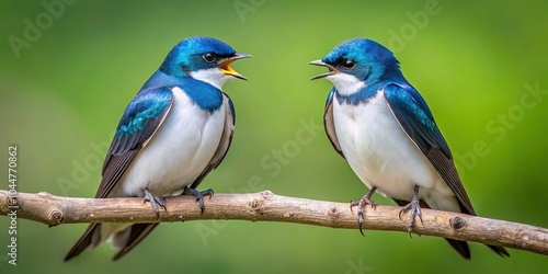 Two tree swallows having a lively discussion