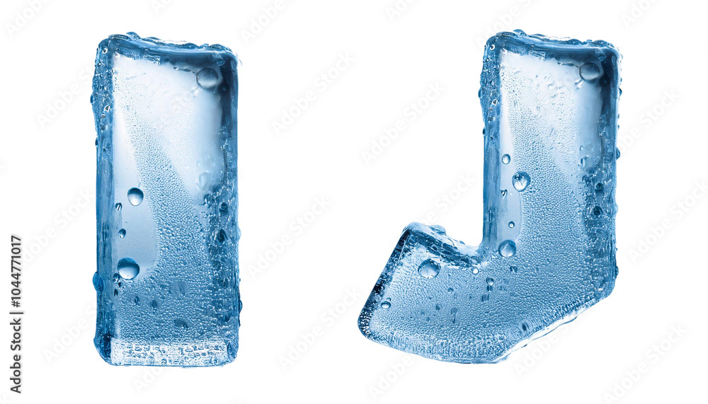 I-J Alphabet made of ice cubes with water droplets letters I J isolated on white background refreshing typography I-J Alphabet made of ice cubes with water droplets letters I J isolated on white background refreshing typography