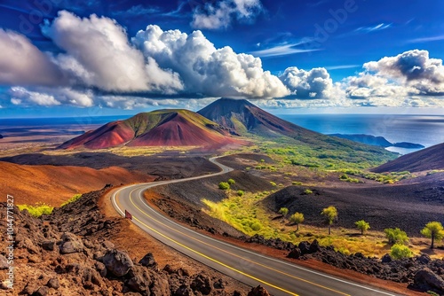 Unbelievable volcanic landscape of Hawaii Piilani Highway on Maui Island photo