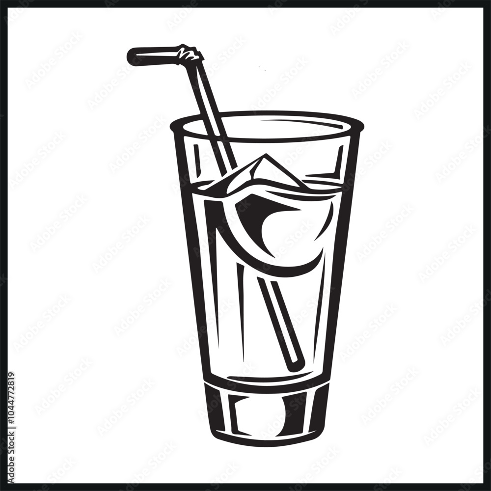 Glass with mixed fruit drink and ice cubes Glass with mixed fruit drink and ice cubes
