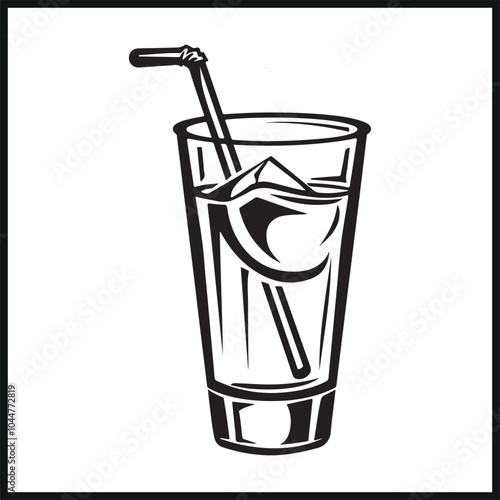 Glass with mixed fruit drink and ice cubes