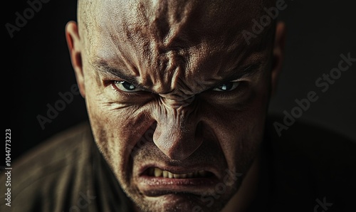 Close-up of a man's angry face.