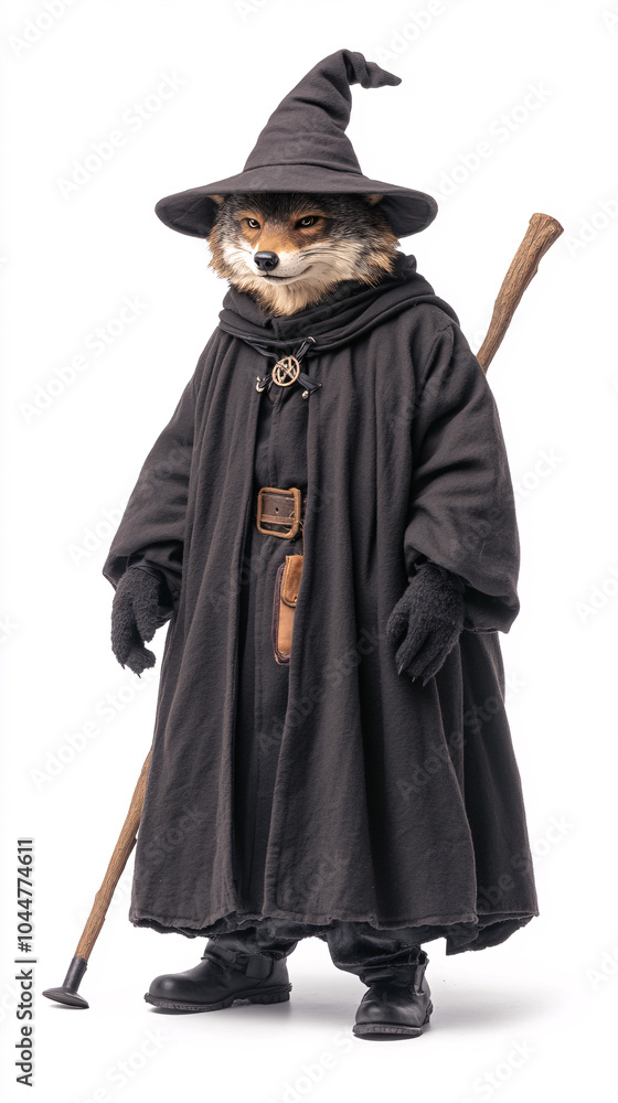 Explore the enchanting world of a fox wizard dressed in a flowing black cloak and wielding a magical wand embodying the spirit of mythical adventures Explore the enchanting world of a fox wizard dressed in a flowing black cloak and wielding a magical wand embodying the spirit of mythical adventures