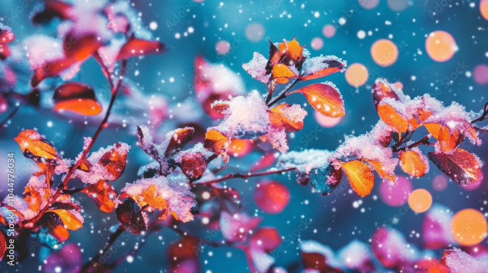 Vibrant Winter Scene with Colorful Snowy Background Vibrant Winter Scene with Colorful Snowy Background