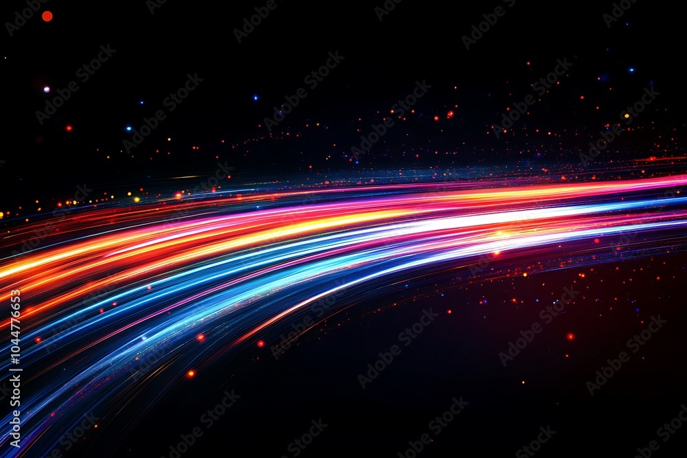 Fototapeta premium Modern abstract high-speed movement. Colorful dynamic motion on blue background.
