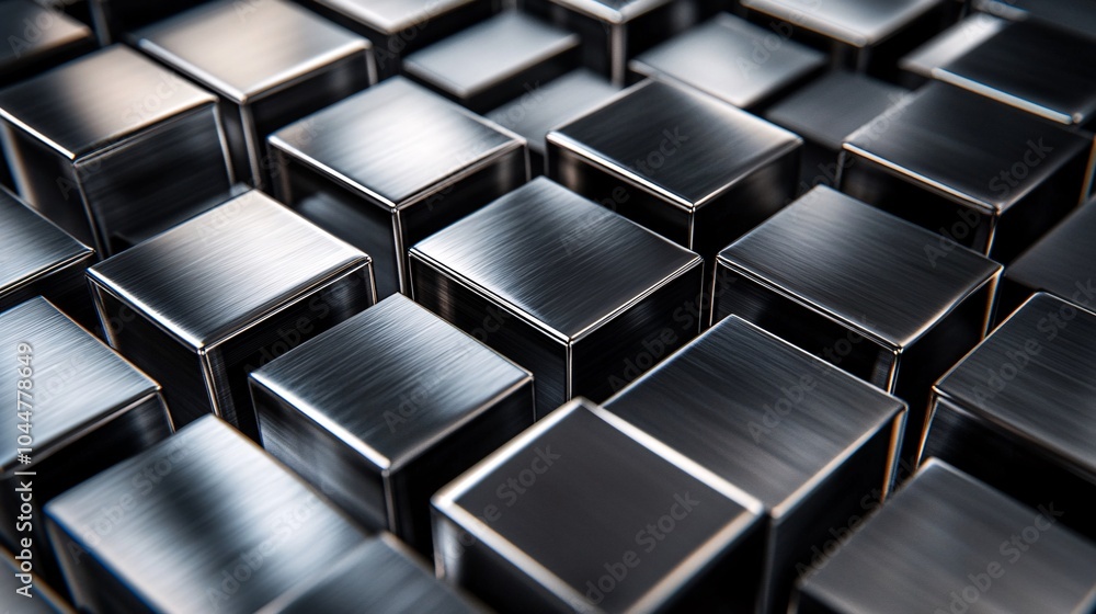2410 115.A close-up of shiny metal blocks arranged in a precise grid, with clean lines and reflective surfaces. The interplay of light across the metallic texture creates a sleek, modern backdrop 2410 115.A close-up of shiny metal blocks arranged in a precise grid, with clean lines and reflective surfaces. The interplay of light across the metallic texture creates a sleek, modern backdrop