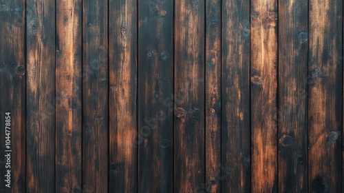 Rustic dark brown wooden boards texture with a grunge finish creating a warm timber wall background suitable for banners or panoramic displays