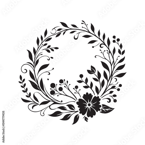 floral frames branches with circle borders vector