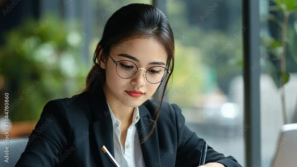 Businesswoman in a suit working on client protection. Businesswoman in a suit working on client protection.