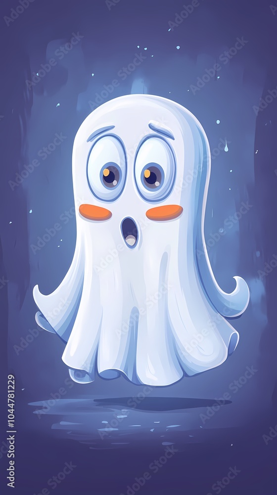 A surprised cartoon ghost with large eyes and a playful expression. A surprised cartoon ghost with large eyes and a playful expression.