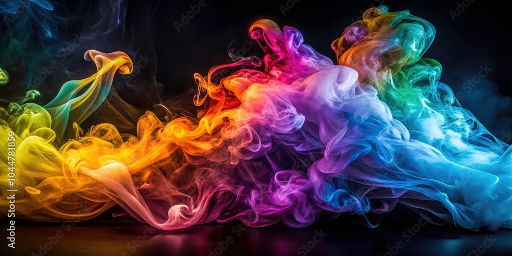 Fototapeta premium Captivating Low Light Photography of Smoke Effects on Stage with Dramatic Lighting, Ethereal Atmosphere, and Artistic Flair for Product Showcase and Creative Visuals