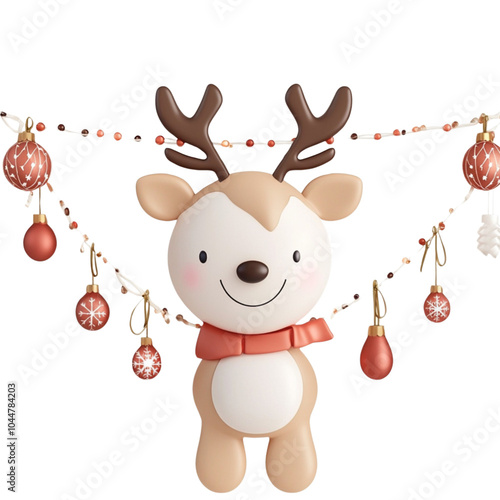 Cute Reindeer with Holiday Ornaments
ホリデーオーナメントとかわいいトナカイ