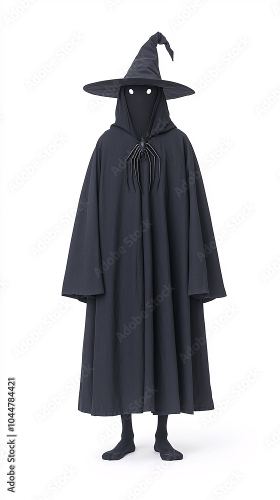 An intriguing portrayal of a cloaked figure wearing a distinctive black hat capturing the essence of mystery and allure in fashion design. The figure's hidden face adds an element of curiosity An intriguing portrayal of a cloaked figure wearing a distinctive black hat capturing the essence of mystery and allure in fashion design. The figure's hidden face adds an element of curiosity