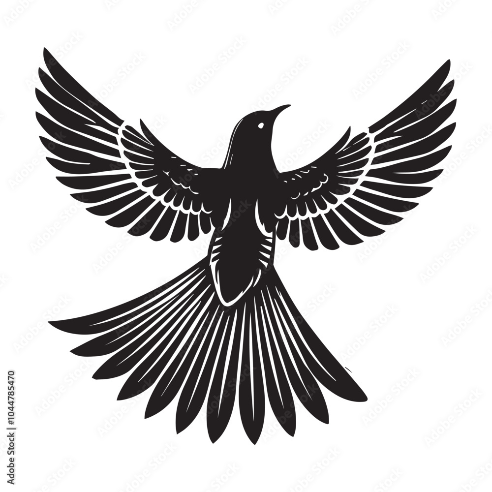 Naklejka premium Common cuckoo silhouette Design - Common cuckoo vector illustration in black and white