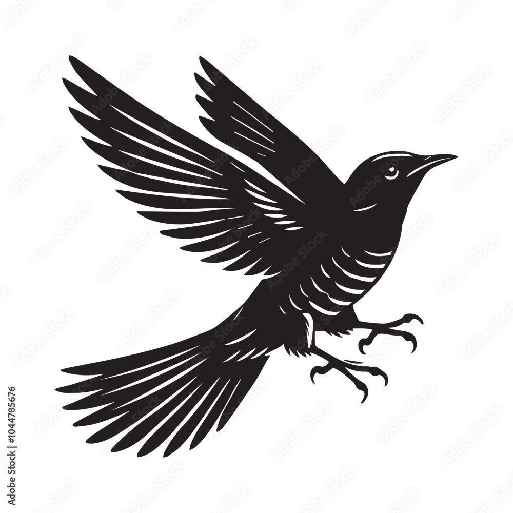 Obraz premium Common cuckoo silhouette Design - Common cuckoo vector illustration in black and white