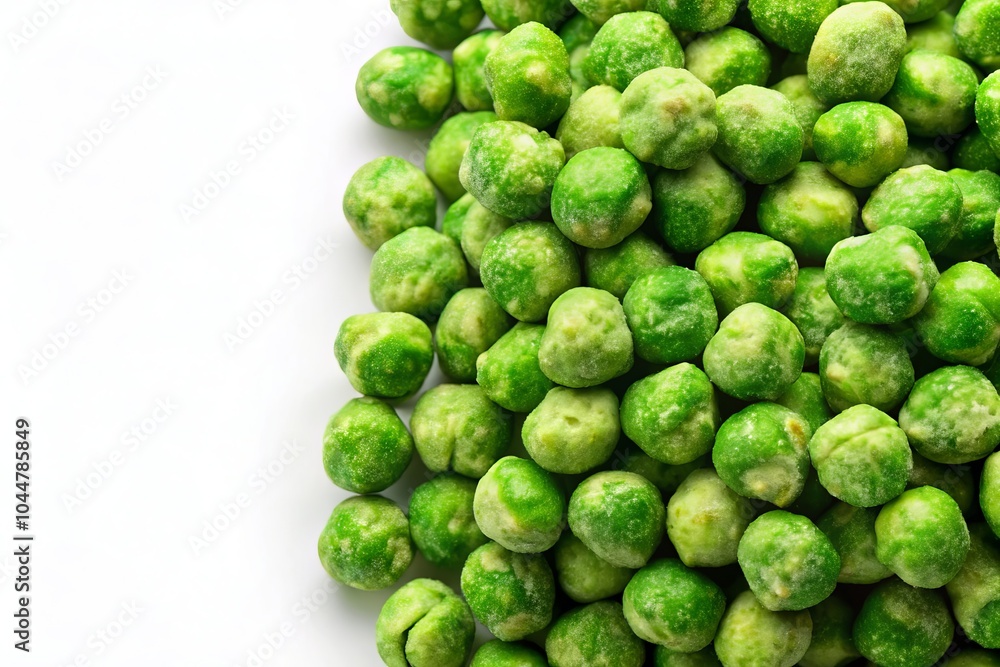 Crunchy Wasabi Peas Isolated on White Background with Copy Space for Snacks and Healthy Eating Concepts Crunchy Wasabi Peas Isolated on White Background with Copy Space for Snacks and Healthy Eating Concepts