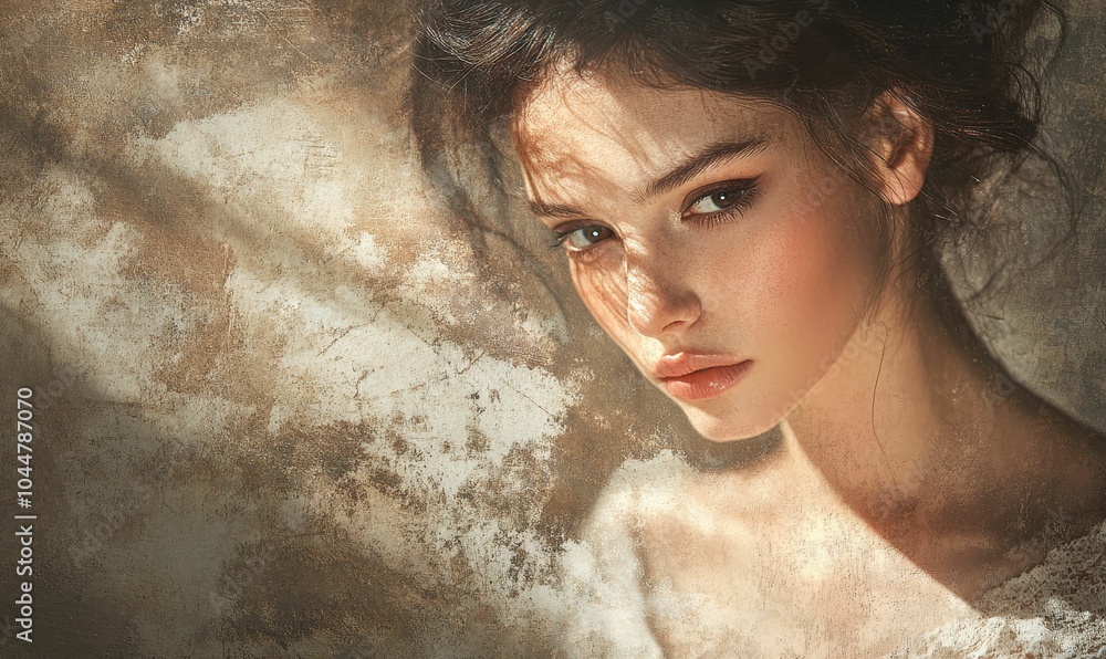Close-up portrait of a woman with sunlit skin. Close-up portrait of a woman with sunlit skin.