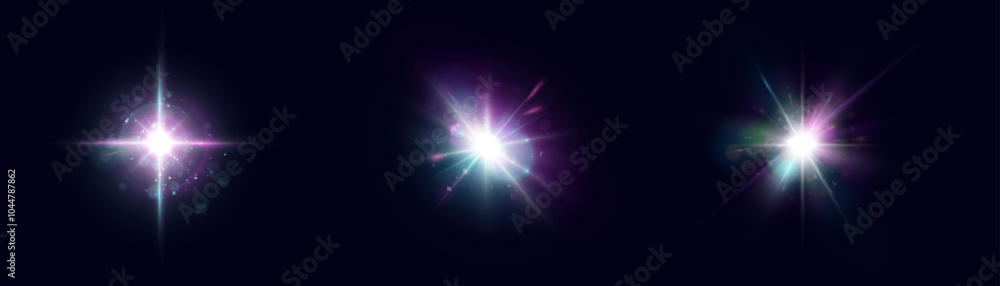Shining light effects isolated on dark background, glare, lines, golden light particles. Set of vector stars. Shining light effects isolated on dark background, glare, lines, golden light particles. Set of vector stars.