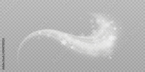 Winter cold blizzard effect with snow. Vector texture Cold winter wind with snowflakes on transparent background.