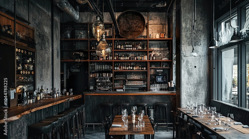 Industrial Chic Restaurant Interior Design: Modern Bar & Dining Area Industrial Chic Restaurant Interior Design: Modern Bar & Dining Area