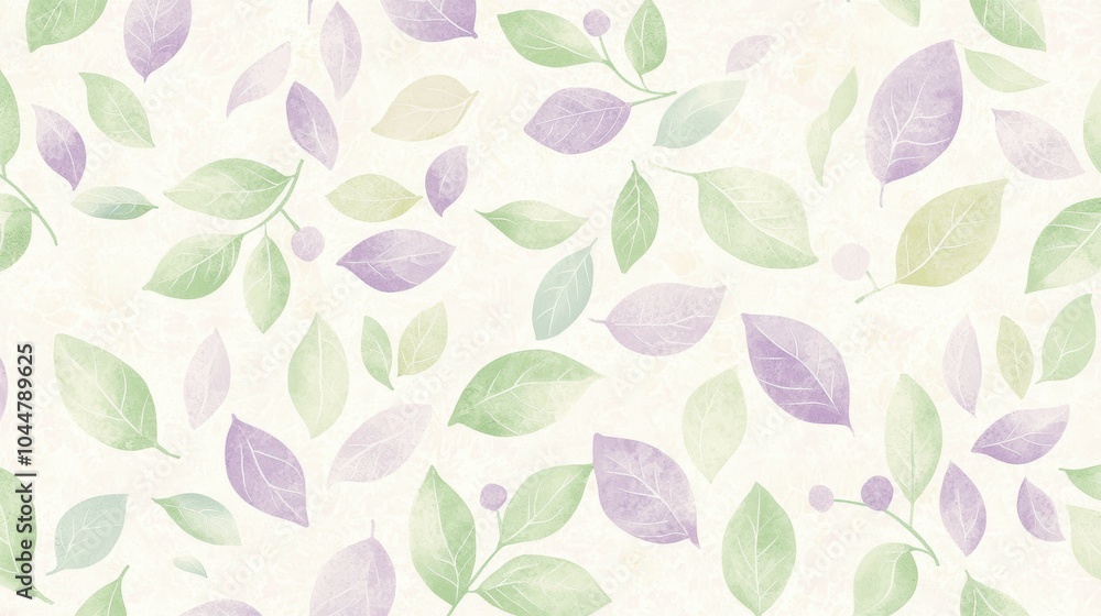 Soft Mint and Lavender Leaf Pattern Background Soft Mint and Lavender Leaf Pattern Background