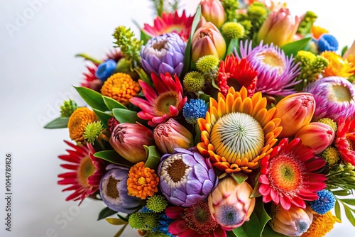 Vibrant Anguilla flowers on white background, close-up shot
