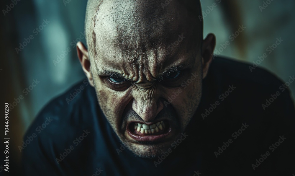A man with a fierce, angry expression.