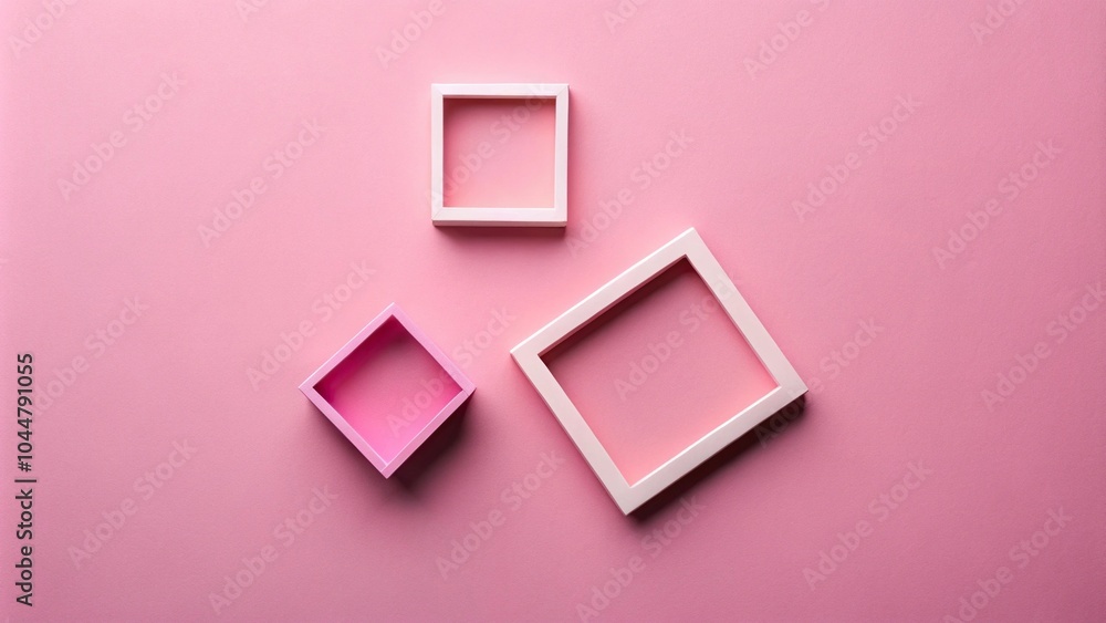 Serene minimalism abstract shapes on pink surface in contemporary style bird eye view Serene minimalism abstract shapes on pink surface in contemporary style bird eye view