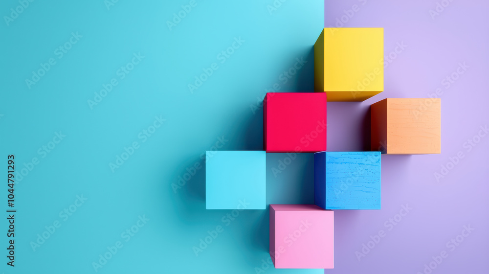 Colorful blocks arranged creatively on vibrant background, showcasing playful and modern design. This captures essence of creativity and innovation in visually appealing way Colorful blocks arranged creatively on vibrant background, showcasing playful and modern design. This captures essence of creativity and innovation in visually appealing way