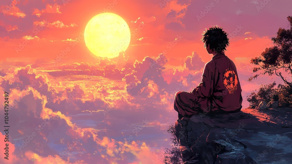 Silhouette of a Person Meditating at Sunset Silhouette of a Person Meditating at Sunset