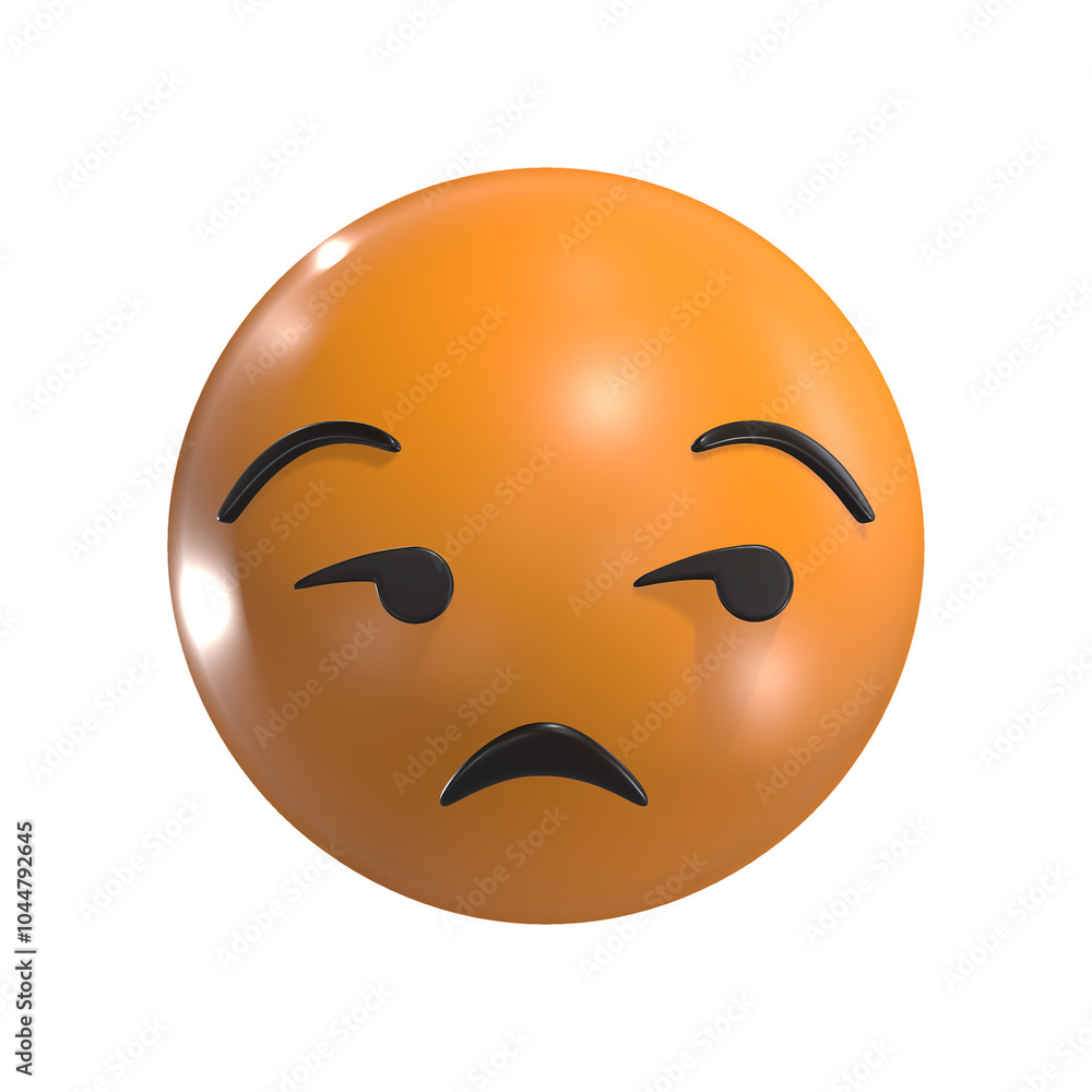 Fototapeta premium Unamused Face Expression 3D Emoticon Icon