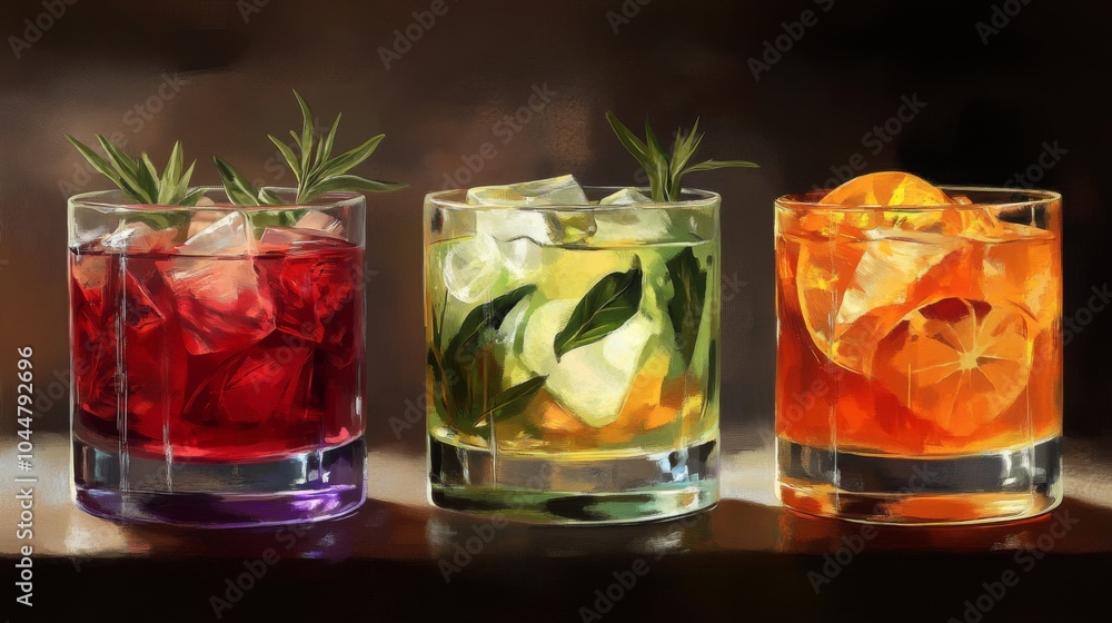 Artistic Beverage Presentations in Frosted Tumblers Artistic Beverage Presentations in Frosted Tumblers