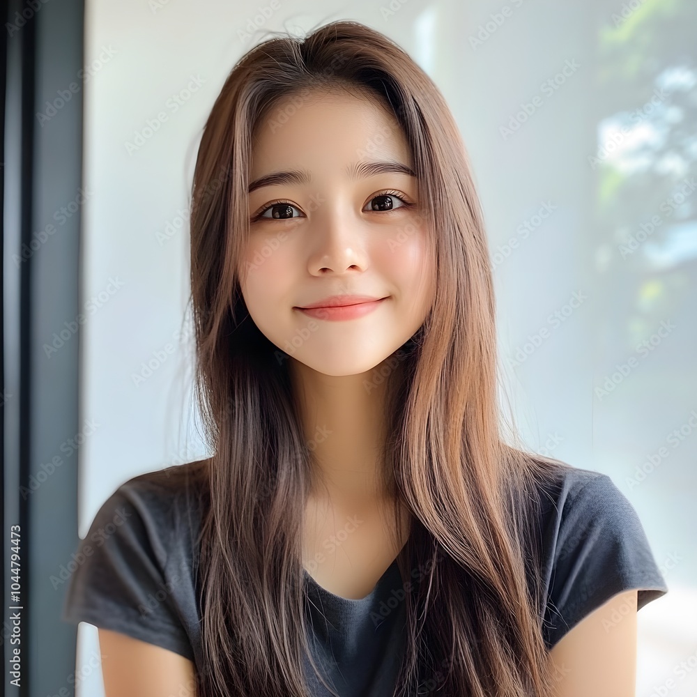 Young woman with a bright smile in natural light Young woman with a bright smile in natural light